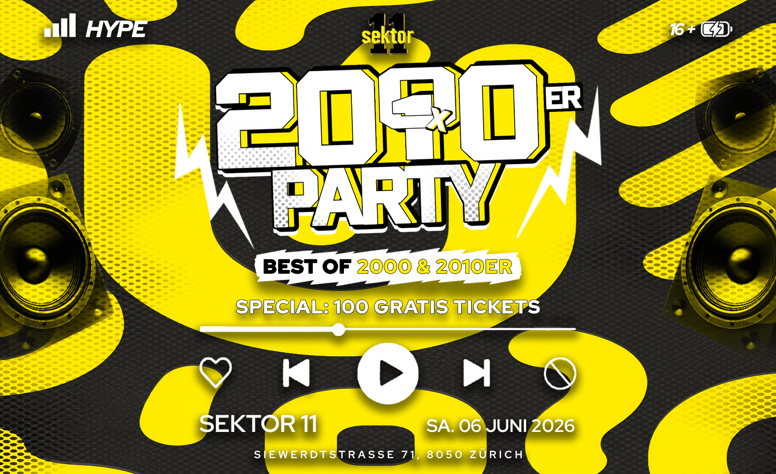 2000 x 2010ER PARTY SEKTOR11, ZÜRICH in Zürich | Charts & Open Format