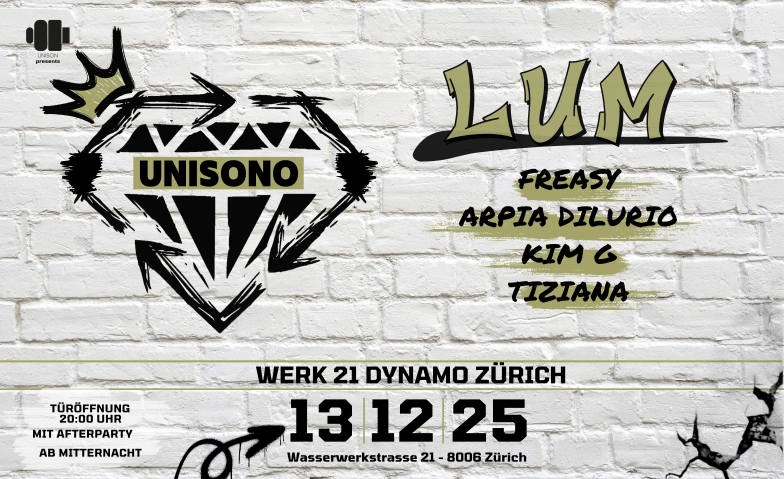 Unisono 2025 Dynamo, Werk 21, Wasserwerkstrasse 21, 8006 Zürich Tickets