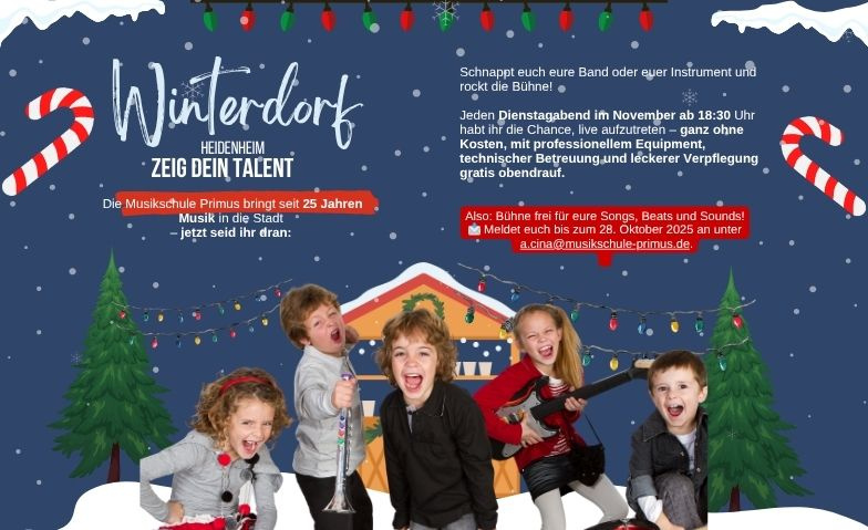 Zeig dein Talent auf der Live-Bühne im Winterdorf Heidenheim Tickets